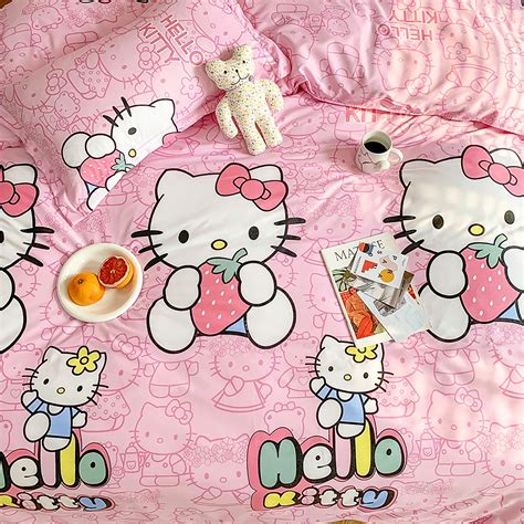 Hello Kitty Bedding Set Cute Sanrio Cotton Bed Linens D551 - Lusy Store ...