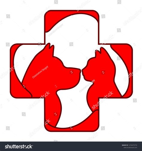 Cat Dog Cross Symbol Veterinary Clinic : image vectorielle de stock ...