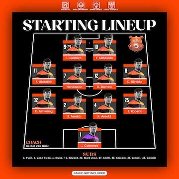 Starting lineup football club graphic design template | Premium PSD