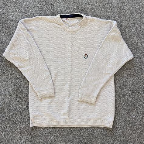 Mens Cream Sweater Mens size large great heavy... - Depop