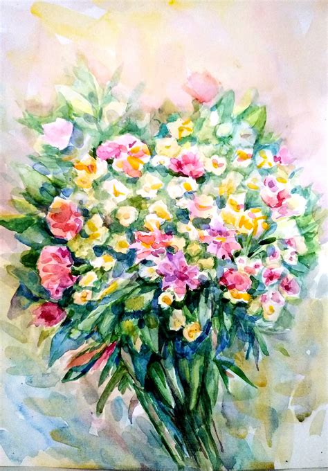 Bouquet Painting Flower Bouquet Paintings Anniversay Gift Idea - Etsy