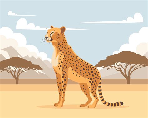 Stunning Cheetah Illustration in African Landscape 77274461 Vector Art ...