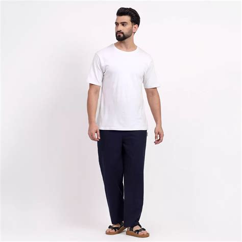 Navy Blue Men's Loose Fit Cotton Pant – Diruno Fashion