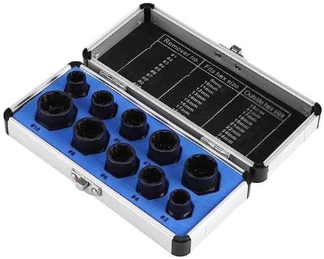 10 Pc Nut Remover Set - Drive Socket 9-19mm - Extractor Bolt Removal ...