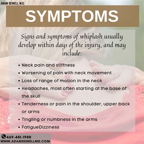 Neck pain and stiffness Worsening of pain with neck movement Loss of range of motion in the neck ...