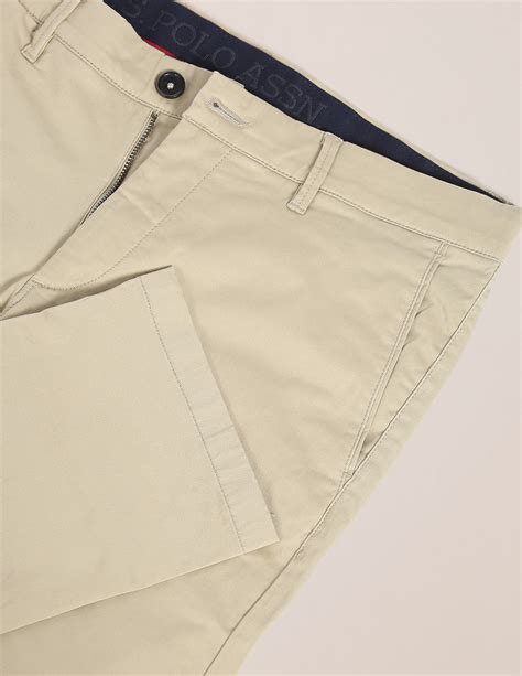 Buy Men Solid Cotton Stretch Chinos Beige|U.S. Polo Assn. India