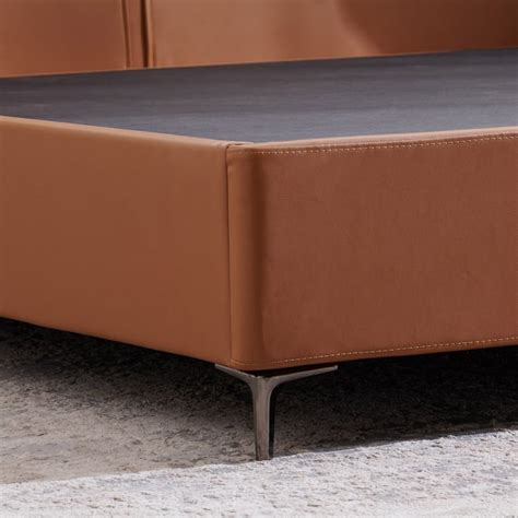 Buy Tiffany Hazel Faux Leather King Bed - Brown from Home Centre at ...