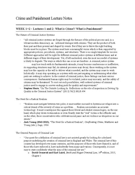 Crime and Punishment Lecture Notes - They are the product of both their ...