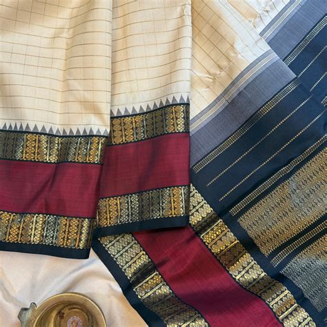 Off white Kattam Korvai / kanjipuram silk – chithraloomsbyCK