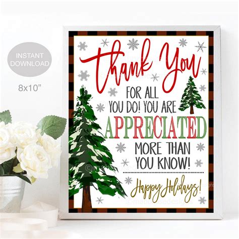 Christmas Appreciation Sign, Thank You Gift, School Teacher Staff ...