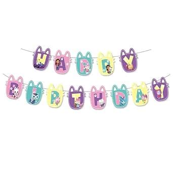 Gabby's Dollhouse Happy Birthday Banner – Cat Ear Shaped Letter Bunting ...