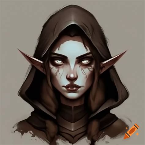 Realistic light purple elf in armor with white hair and eyes in snowy biome on Craiyon