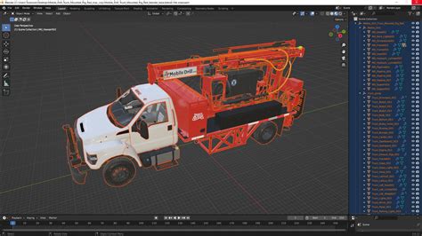 Mobile Drill Truck Mounted Rig Red 3D model | 3D Molier International
