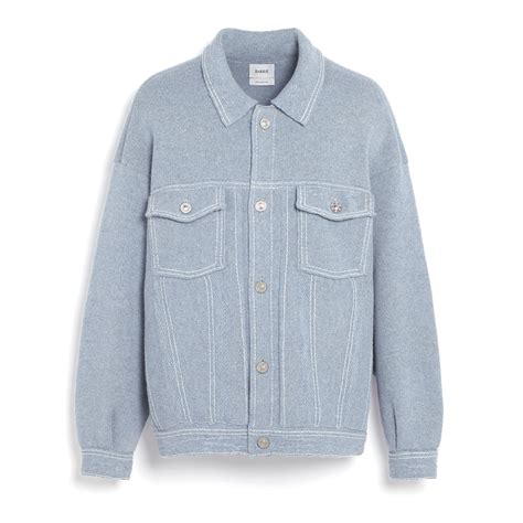 Denim oversized cashmere and cotton jacket – Barrie.com