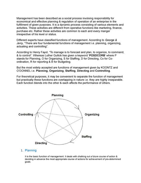 Management function - Management has been described as a social process ...