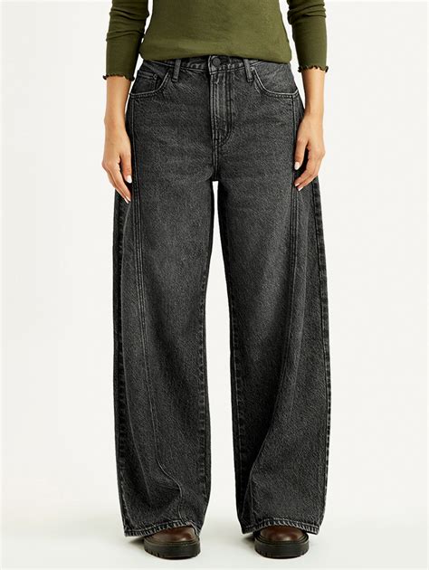 Women's Black XL Straight Loose Fit Mid Rise Jeans – Levis India Store
