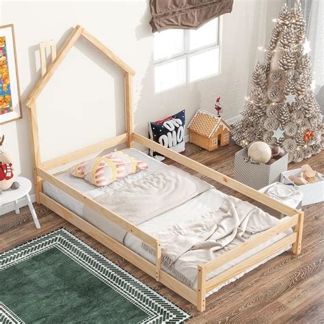 Amazon.com: HBRR Twin Size Montessori Toddler Floor Bed Frame, Modern ...