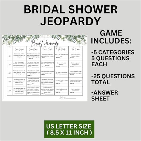 Bridal Jeopardy Printable Bridal Shower Game | Bachelorette Jeopardy ...