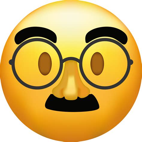 Face with glasses and mustache, yellow emoji smile. 22461793 Vector Art ...