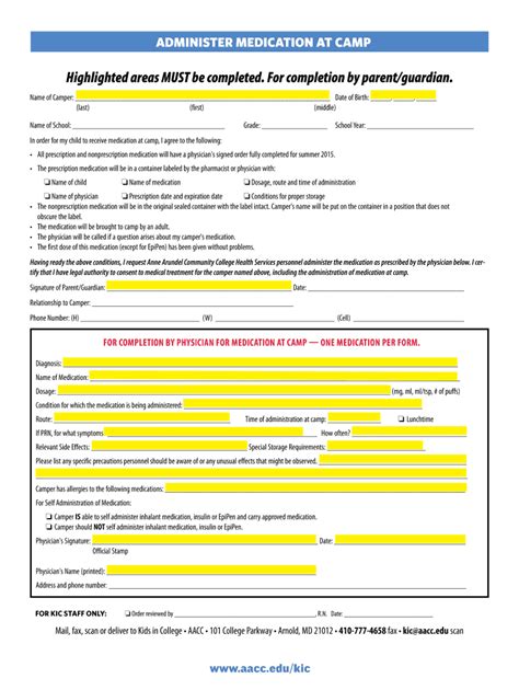 Fillable Online aacc Administer Medication at Camp - aacc Fax Email ...