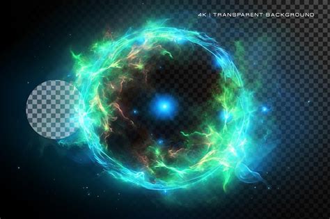 Dynamic green magical glowing effect on transparent background ...