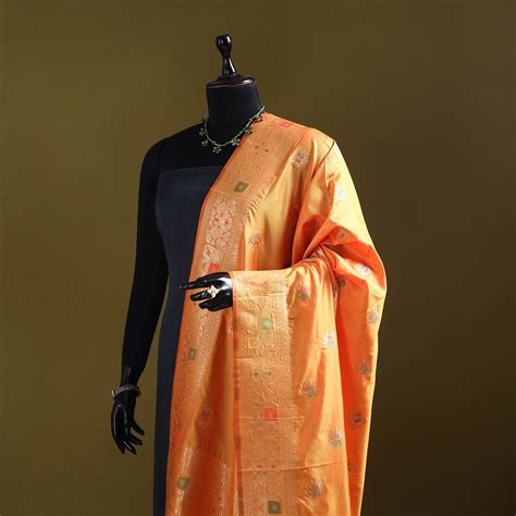 Peach Bangalore Silk Paithani Dupatta