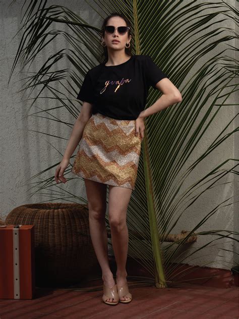 Rodeo Gold Beaded Mini Skirt – Guapa