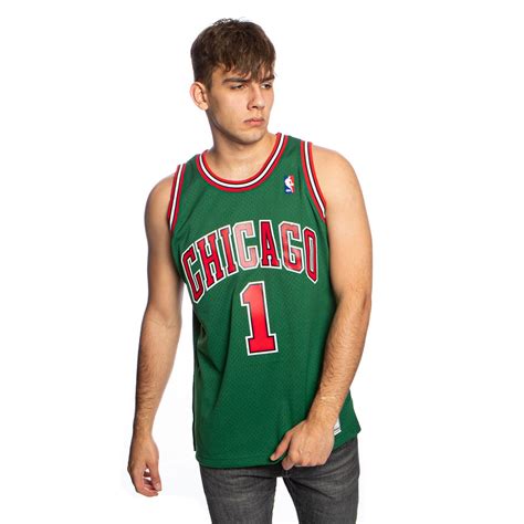 Mitchell & Ness Chicago Bulls #1 Derrick Rose green Swingman Jersey ...