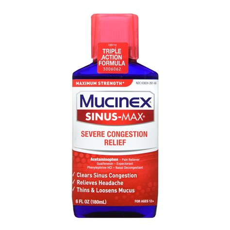 Mucinex® Severe Sinus Acetaminophen / Guaifenesin / Phenylephrine Cold ...