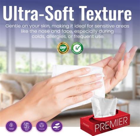Premier Box Face Tissue Papers 100 Pulls 2Ply (Pack of 4-400 Pulls, 800 ...