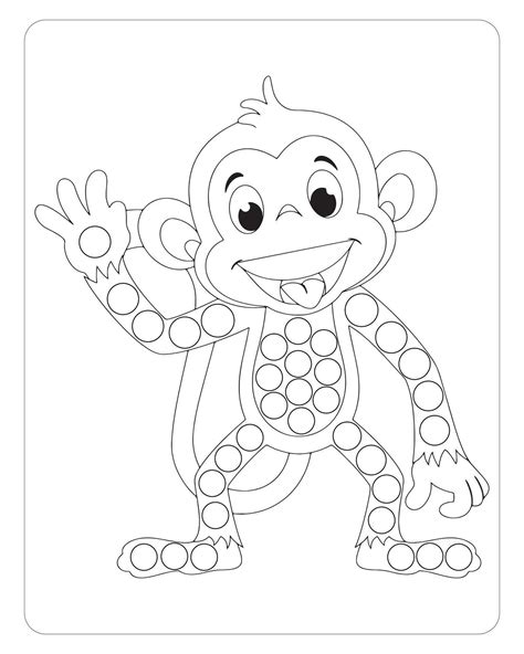 Monkey Dot Marker, Cute Animals Dot Marker Coloring Pages For Kids ...