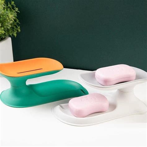 Wskart Beautiful Leaf Shape Double Layer Soap Dish Case Holder Bathroom ...