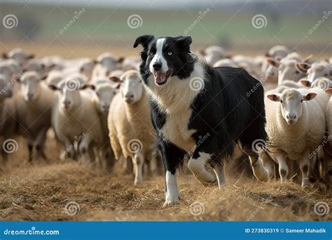 A Playful and Energetic Border Collie Herding Sheep - this Border ...