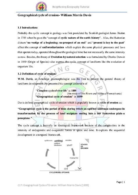 C1 Geographical cycle of erosion by WM Davis - Page | 1 Geographical ...