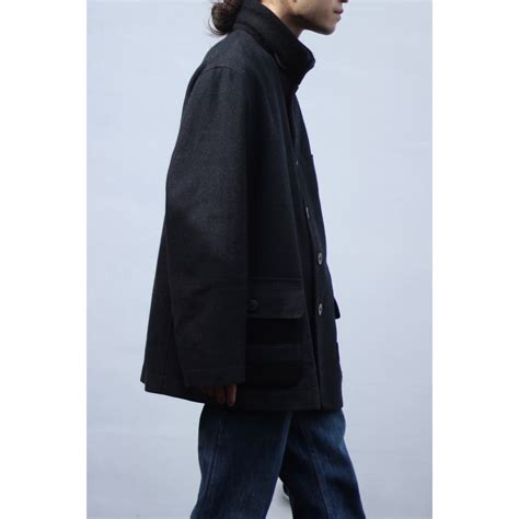 【OTSU】ISSEY MIYAKE knit swiching hi-neck design tailored jacket -8837- | cv