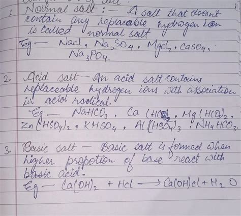what is normal salt acid salt and basic salt give example - Brainly.in