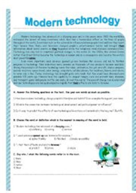 Modern Technology Worksheet 的图像结果