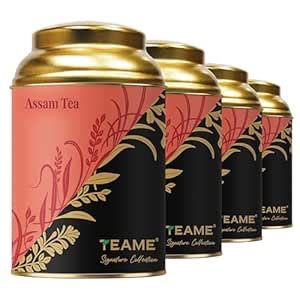 TE-A-ME Assam Leaf Tea Tin- 200g Total (4 Tins x 50g) | Premium Assam ...