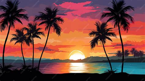 Hawaii Sunset Clipart Black