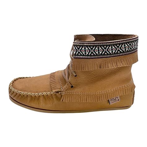 Men's Native American Inspired Ankle Fringed Leather Moccasin Boots ...