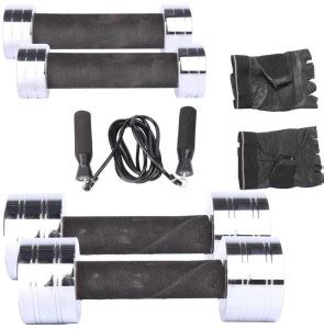 ROYAL 1 Kg 2 Pc Chrome Dumbell with 3 Kg 2 Pc Chrome Dumbell Skipping ...