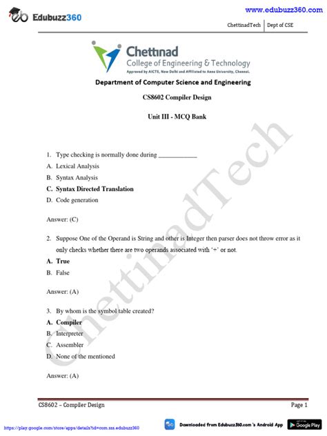 Image result for Compiler Design MCQ Questions and Answers