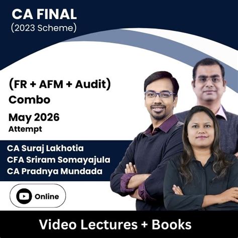 CA Final (2023 Scheme) (FR + AFM + Audit) Combo Video Lectures by CA S ...