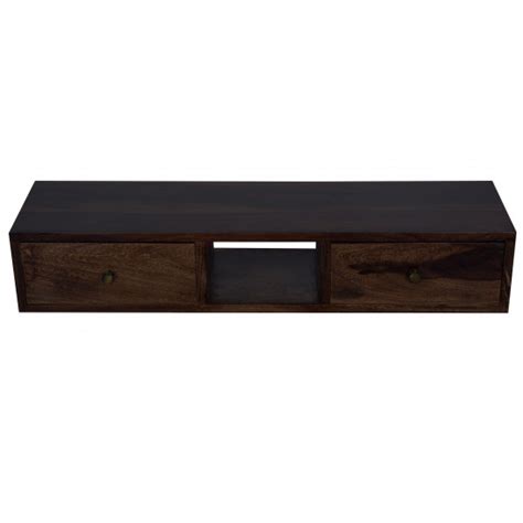 Angel's Lublin wallshelf | tv unit with two drawer in Walnut finish