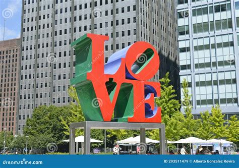The Brightly Colored Outdoor Love Public Sculpture in Love Park, in ...