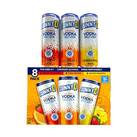 Sunny D Vodka Seltzer RTDs 8Pk Bundle Variety Pack (3 Flavors ...