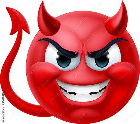 Devil Emoji Emoticon Man Face Cartoon Icon Mascot Stock Illustration ...