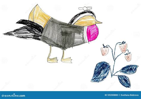 Children s drawing birds stock illustration. Illustration of songbird ...