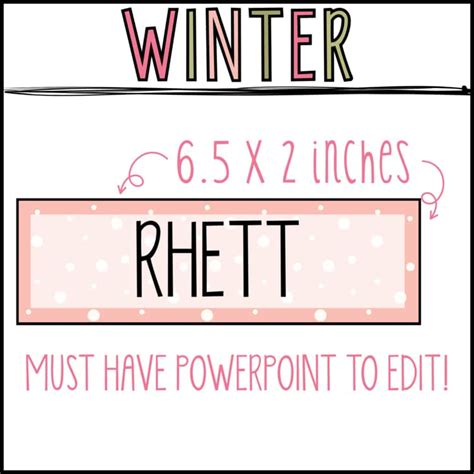 Winter Print Name Tags | Snowman Locker Tags | Snow Bookmarks | Editable