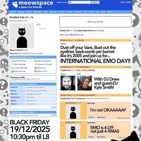 MEOWSPACE Emo Club Night, Black Cat Bridgend, 19 December to 20 ...